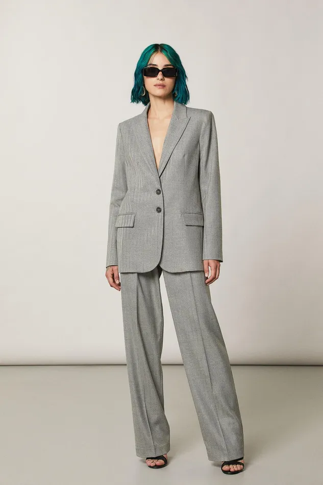 Tailleur Women Patrizia Pepe TwoButton Patterned Jacket Gray Texture
