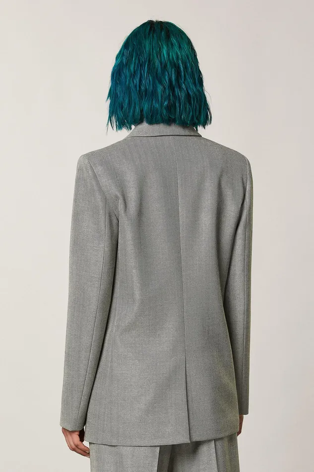 Tailleur Women Patrizia Pepe TwoButton Patterned Jacket Gray Texture