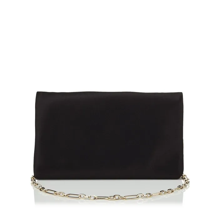 Titania Black Satin Clutch Bag With Jewelled Centre Piece Black Women JIMMY CHOO Clutch Bags