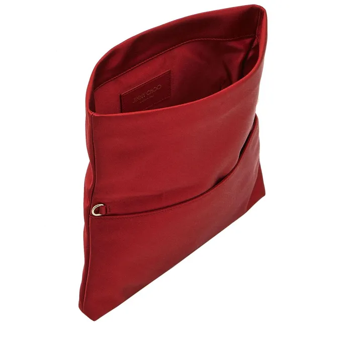 Titania Red Satin Clutch Bag With Jewelled Centre Piece Red Women JIMMY CHOO Clutch Bags