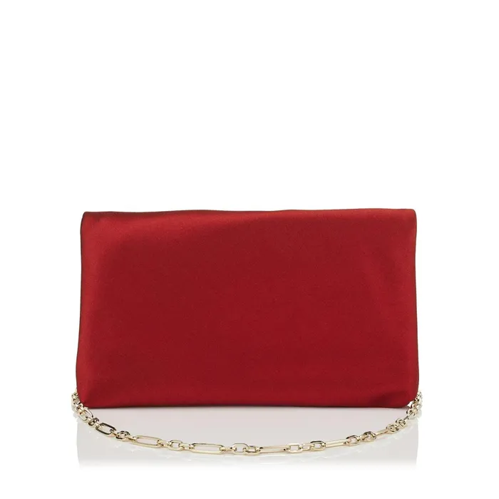 Titania Red Satin Clutch Bag With Jewelled Centre Piece Red Women JIMMY CHOO Clutch Bags