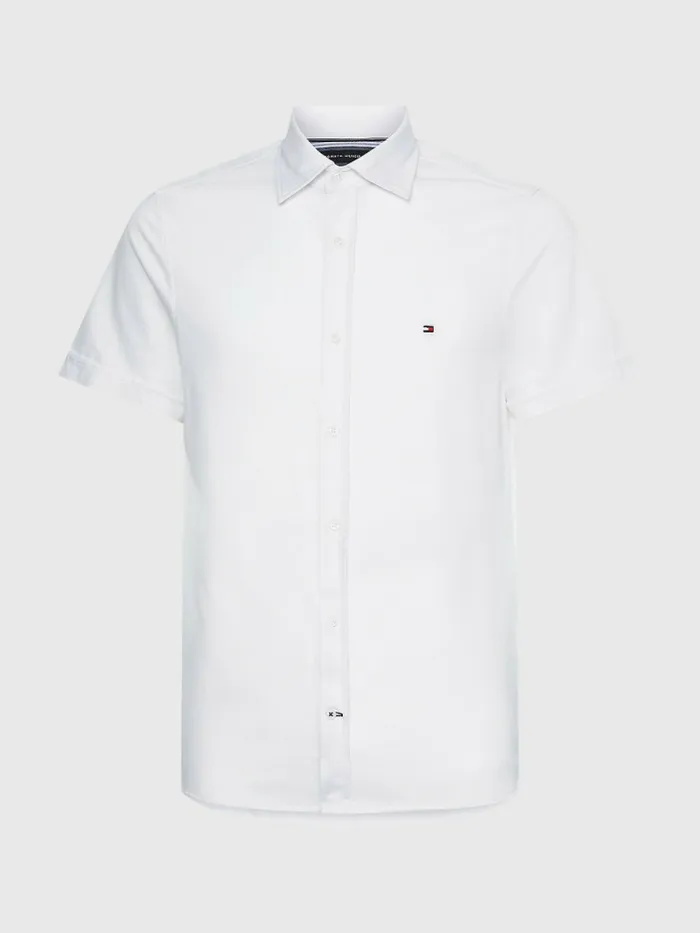 Tommy Hilfiger 1985 Collection Polygiene Short Sleeve Shirt White Mens Shirts Gift for Friend
