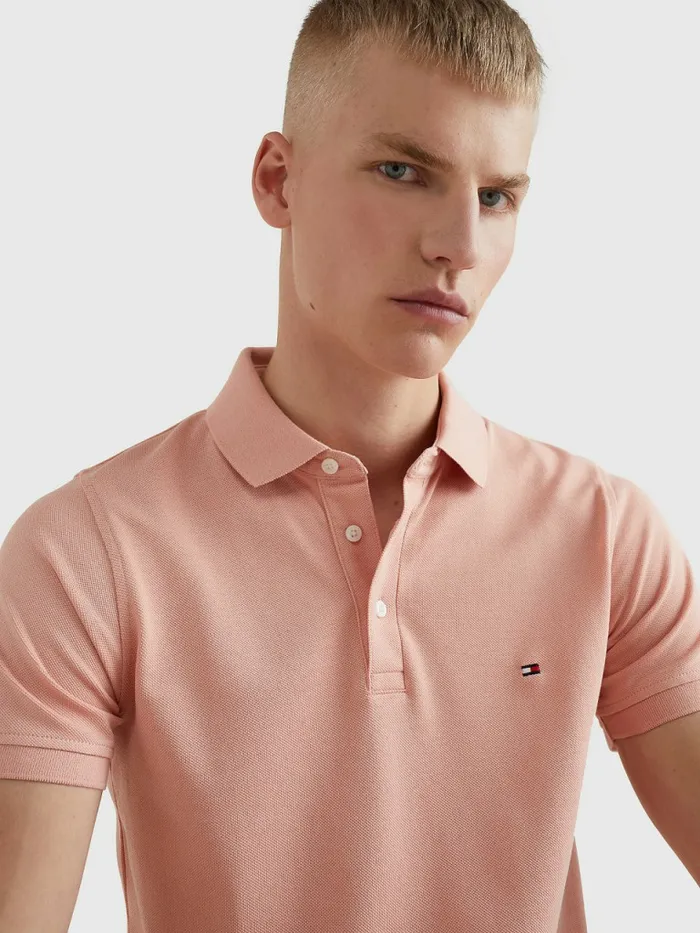 Tommy Hilfiger 1985 Collection Slim Fit Polo Guava Mens Polo Shirts Casaul