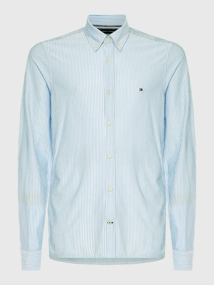 Tommy Hilfiger 1985 Collection Stripe Slim Fit Shirt Breezy BlueWhite Mens Shirts Online