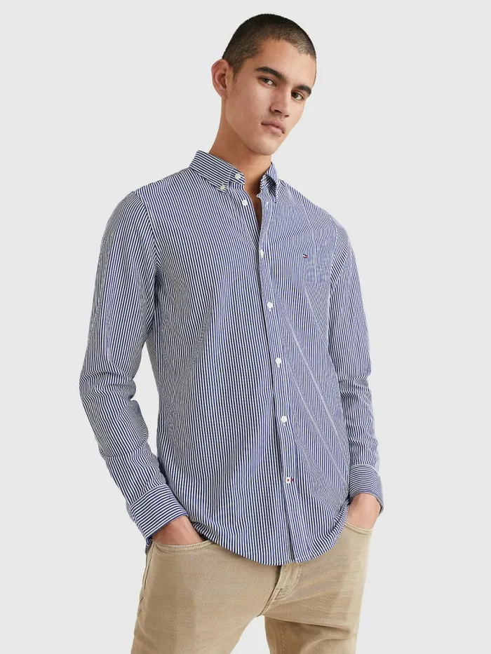 Tommy Hilfiger 1985 Collection Stripe Slim Fit Shirt NavyWhite Mens Shirts Cheap On Sale Tommy Hilfiger 1985 Collection Stripe Slim Fit Shirt NavyWhite Mens Shirts Cheap On Sale