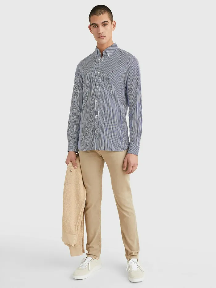 Tommy Hilfiger 1985 Collection Stripe Slim Fit Shirt NavyWhite Mens Shirts Cheap On Sale