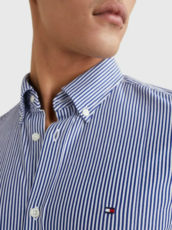 Tommy Hilfiger 1985 Collection Stripe Slim Fit Shirt NavyWhite Mens Shirts Cheap On Sale