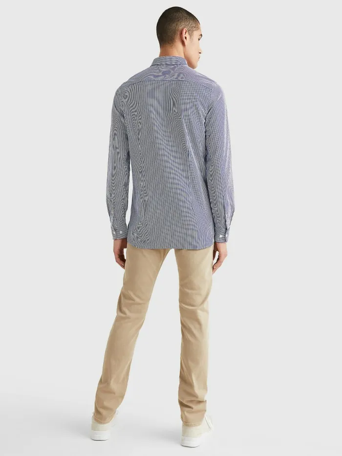 Tommy Hilfiger 1985 Collection Stripe Slim Fit Shirt NavyWhite Mens Shirts Cheap On Sale