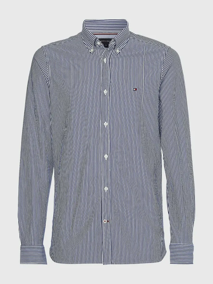 Tommy Hilfiger 1985 Collection Stripe Slim Fit Shirt NavyWhite Mens Shirts Cheap On Sale