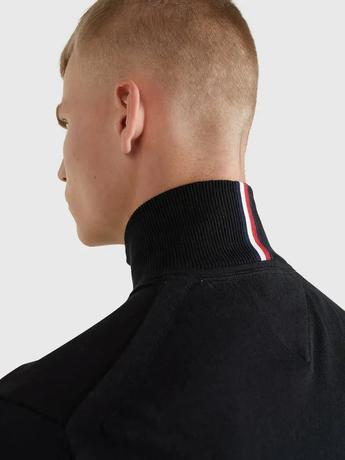 Tommy Hilfiger 1985 Collection Th Flex ZipThru Cardigan Black Mens Knitwear Popular