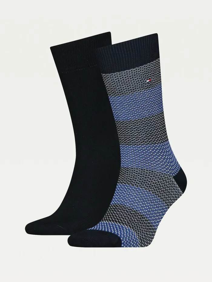 Tommy Hilfiger 2Pack Bird8217s Eye Stripe Socks Navy Mens Socks Fashion