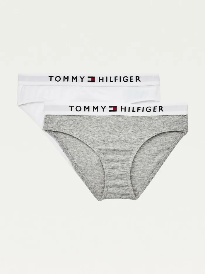 Tommy Hilfiger 2Pack Original Logo Waistband Briefs Mid Grey HeatherWhite Girls Underwear and Socks On Sale Tommy Hilfiger 2Pack Original Logo Waistband Briefs Mid Grey HeatherWhite Girls Underwear and Socks On Sale