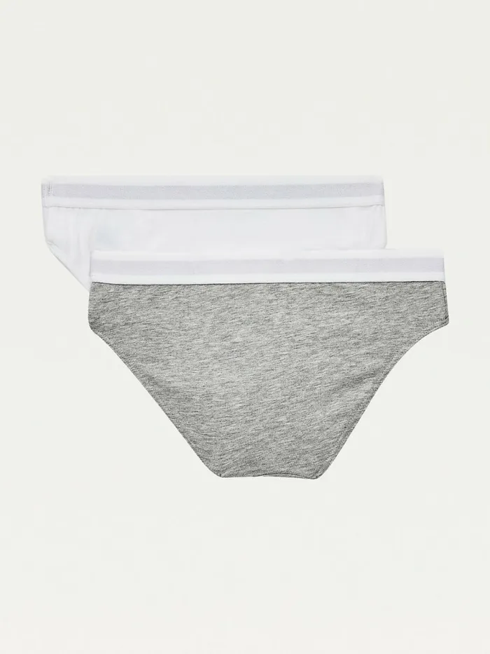 Tommy Hilfiger 2Pack Original Logo Waistband Briefs Mid Grey HeatherWhite Girls Underwear and Socks On Sale