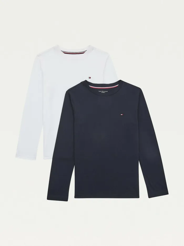 Tommy Hilfiger 2Pack Original Long Sleeve TShirts Desert SkyWhite Boys Underwear and Socks Casaul Tommy Hilfiger 2Pack Original Long Sleeve TShirts Desert SkyWhite Boys Underwear and Socks Casaul
