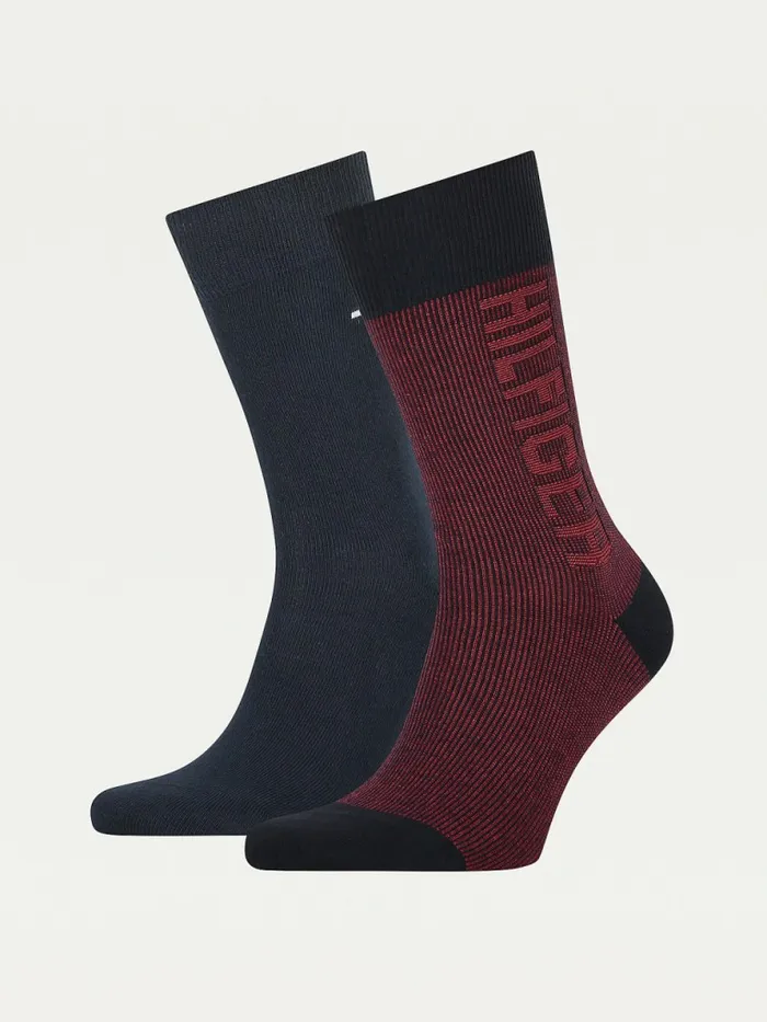 Tommy Hilfiger 2Pack Rib Socks NavyRed Mens Socks Gift Ideas