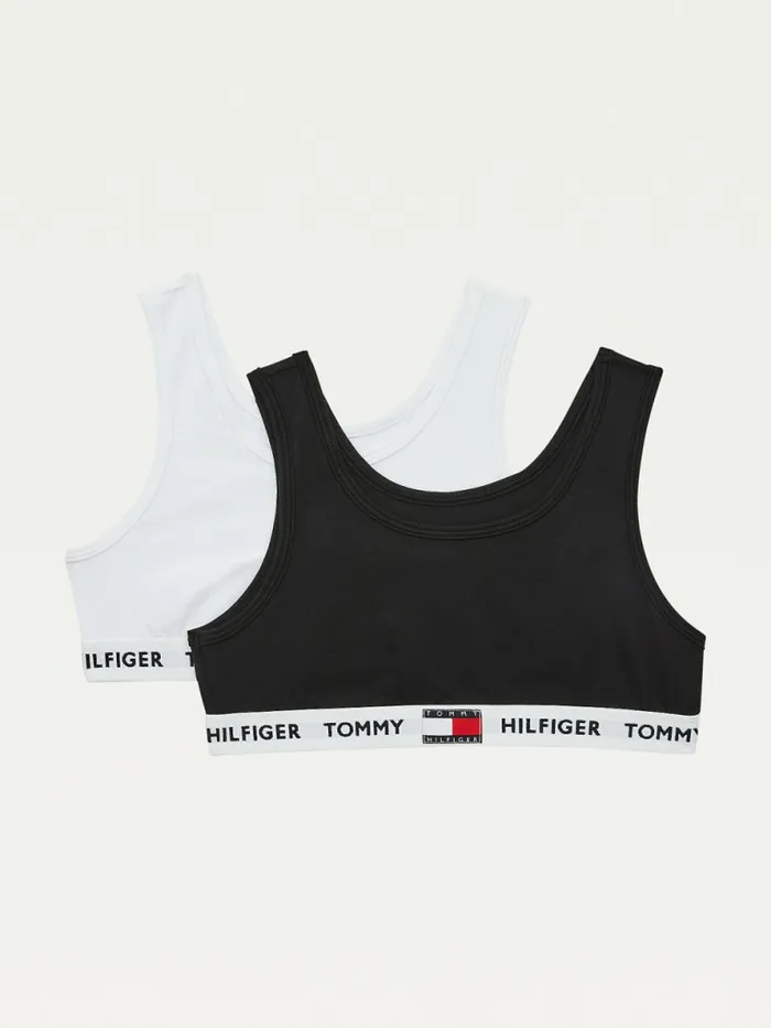 Tommy Hilfiger 2Pack Tommy 85 Repeat Logo Underband Bralettes WhiteBlack Girls Underwear and Socks Cheap On Sale Tommy Hilfiger 2Pack Tommy 85 Repeat Logo Underband Bralettes WhiteBlack Girls Underwear and Socks Cheap On Sale