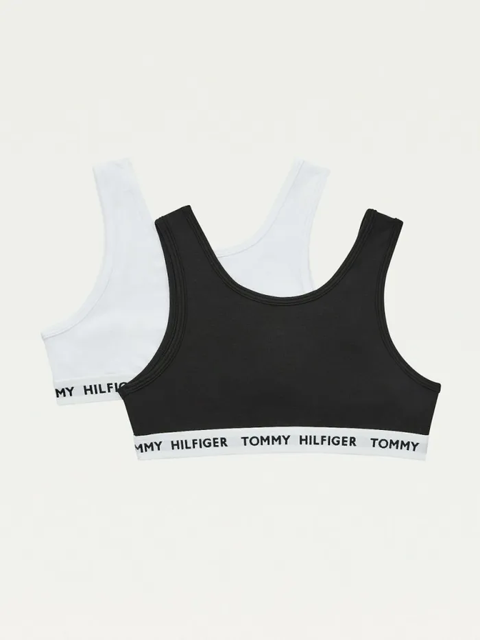 Tommy Hilfiger 2Pack Tommy 85 Repeat Logo Underband Bralettes WhiteBlack Girls Underwear and Socks Cheap On Sale