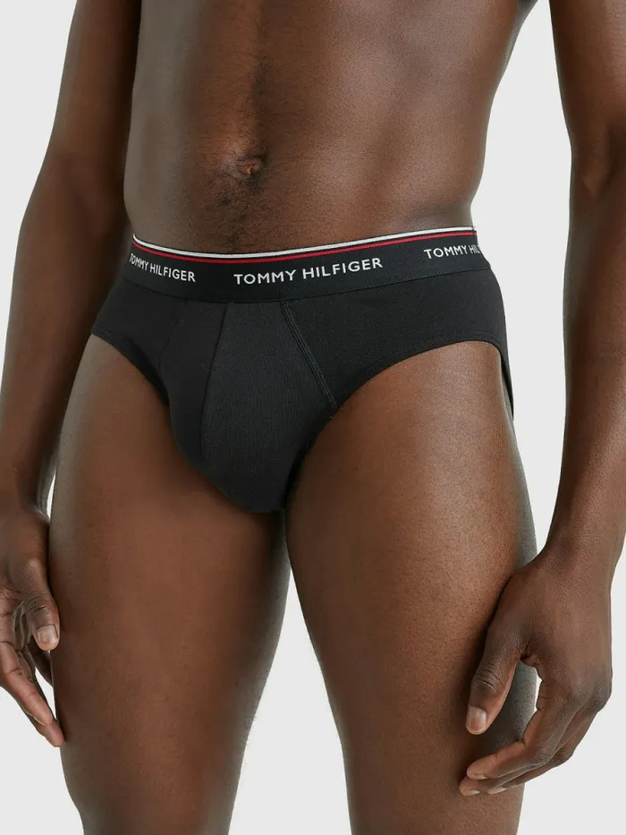 Tommy Hilfiger 3Pack Cotton Briefs BlackGrey HeatherWhite Mens Essentials
