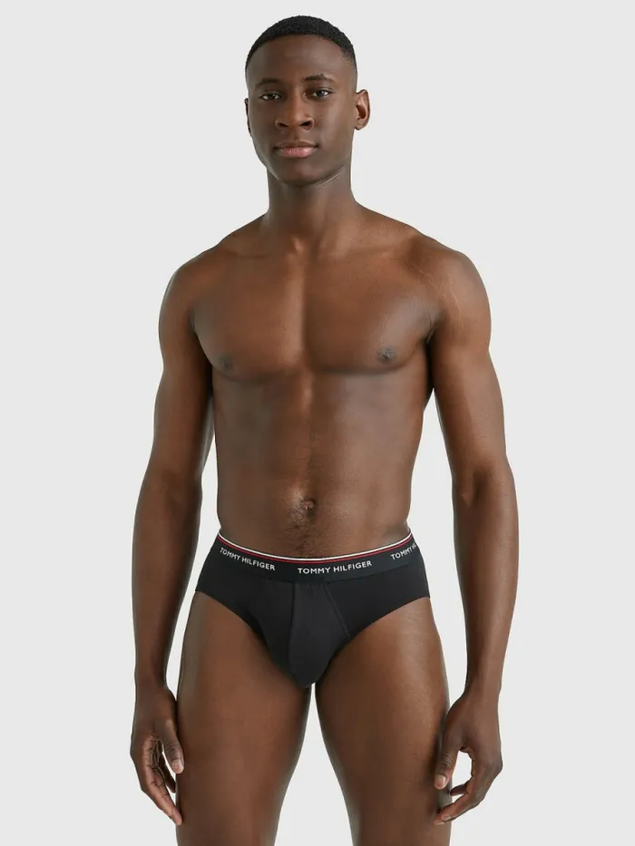 Tommy Hilfiger 3Pack Cotton Briefs BlackGrey HeatherWhite Mens Essentials