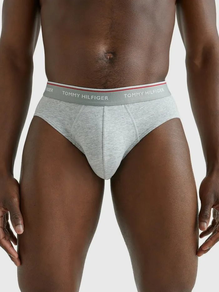 Tommy Hilfiger 3Pack Cotton Briefs BlackGrey HeatherWhite Mens Essentials