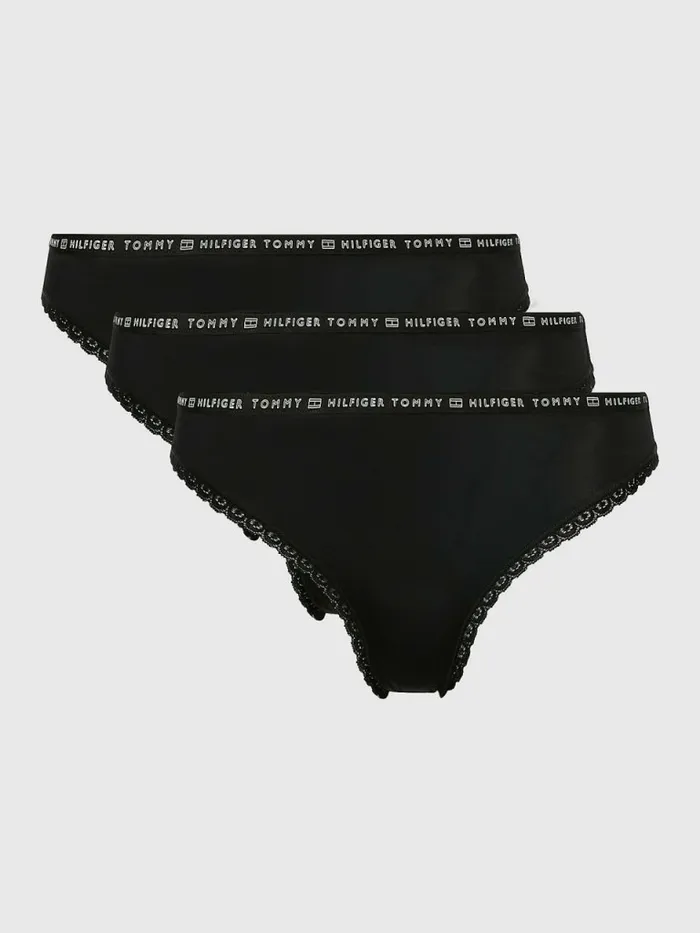 Tommy Hilfiger 3Pack Floral Lace Briefs BlackBlackBlack Womens Lingerie