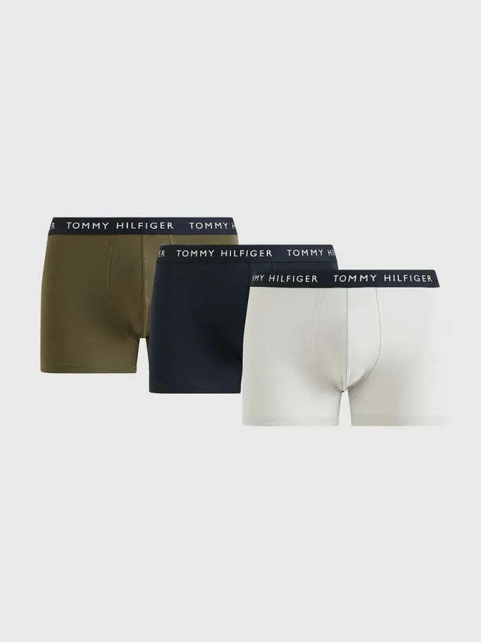 Tommy Hilfiger 3Pack Logo Waistband Trunks Des SkyLight CastArmy Grn Mens Underwear Cheap On Sale Tommy Hilfiger 3Pack Logo Waistband Trunks Des SkyLight CastArmy Grn Mens Underwear Cheap On Sale