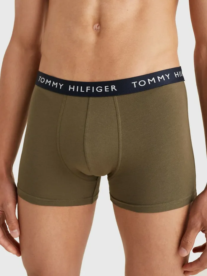 Tommy Hilfiger 3Pack Logo Waistband Trunks Des SkyLight CastArmy Grn Mens Underwear Cheap On Sale