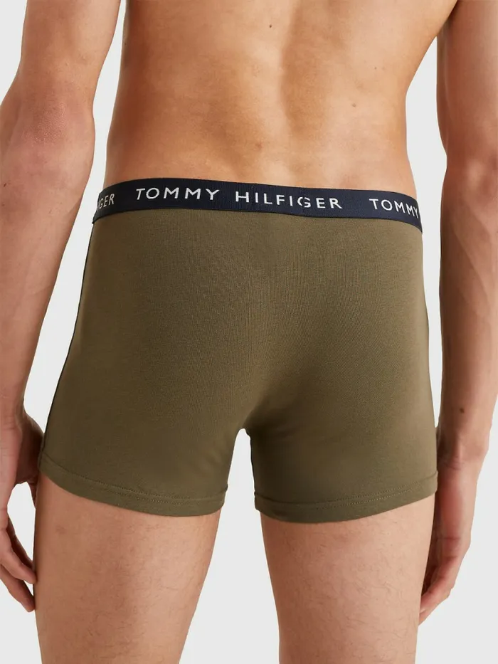 Tommy Hilfiger 3Pack Logo Waistband Trunks Des SkyLight CastArmy Grn Mens Underwear Cheap On Sale