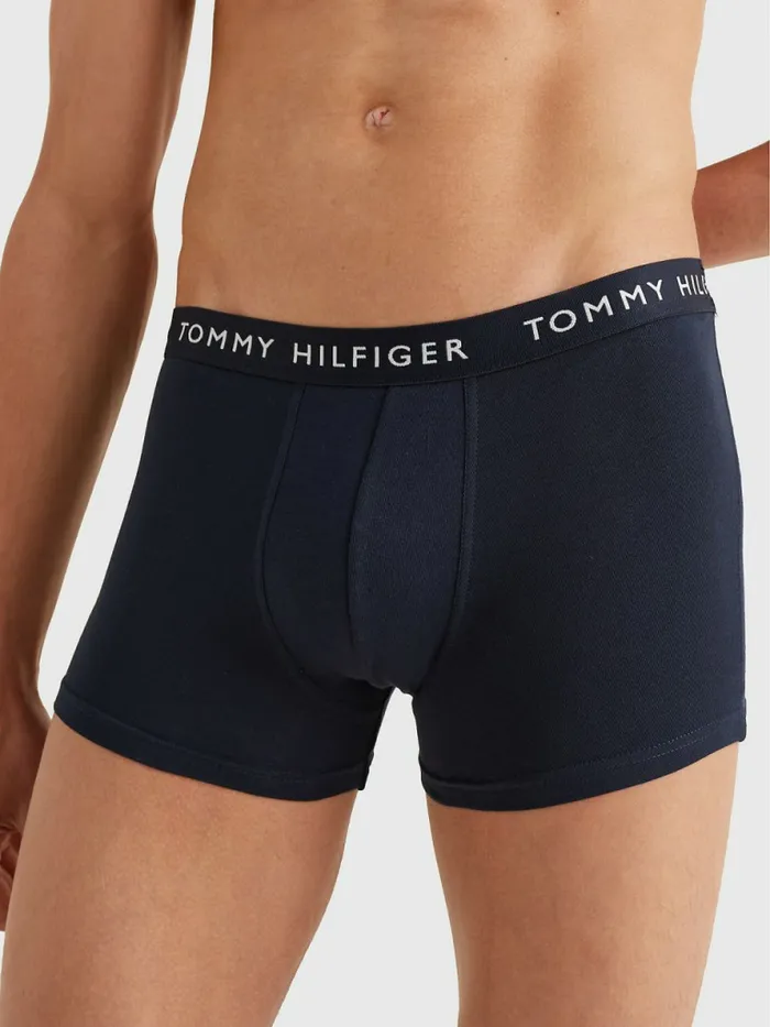 Tommy Hilfiger 3Pack Logo Waistband Trunks Des SkyLight CastArmy Grn Mens Underwear Cheap On Sale