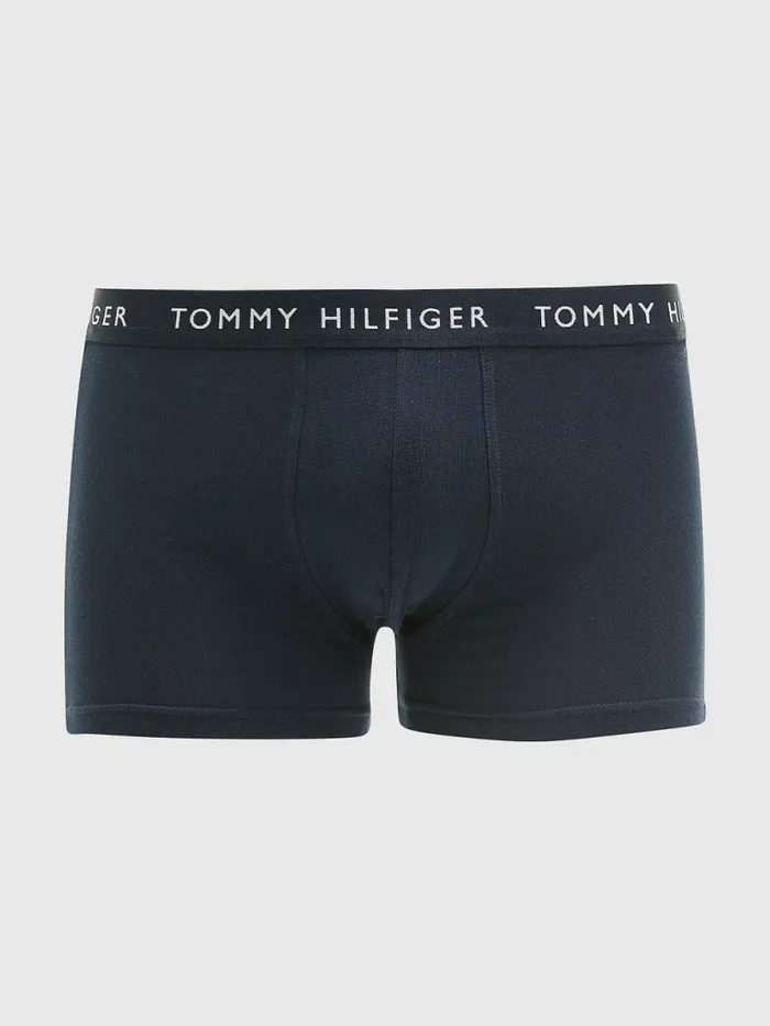 Tommy Hilfiger 3Pack Logo Waistband Trunks Des SkyPetrol BluePrim Red Mens Underwear Gift Ideas