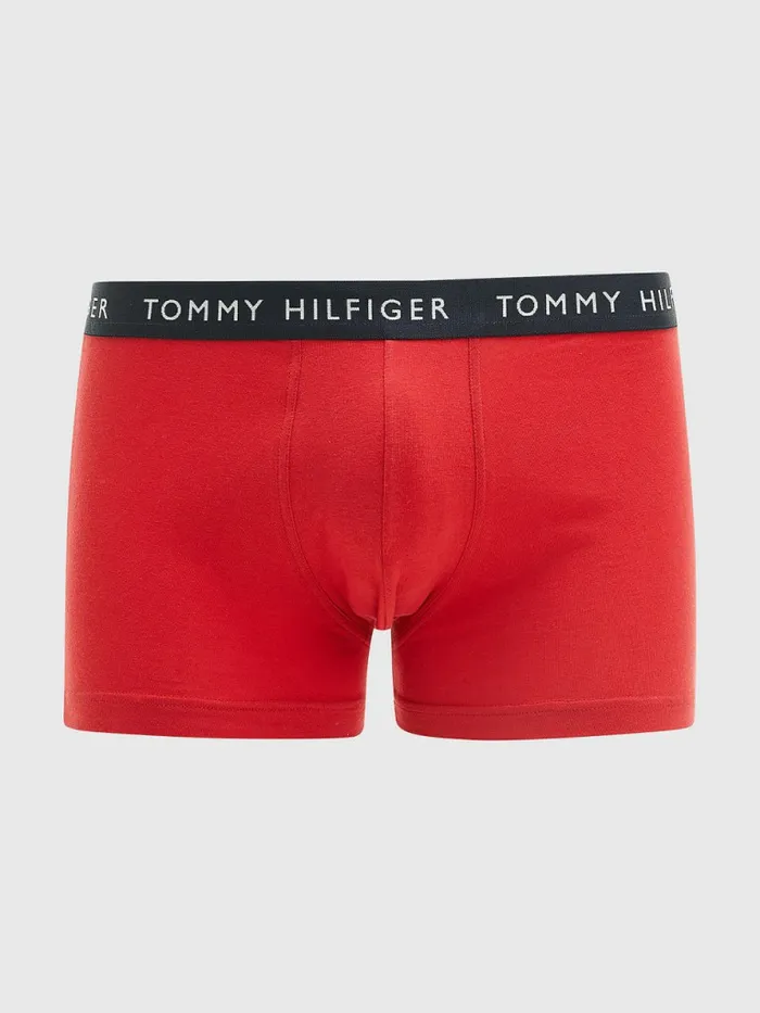 Tommy Hilfiger 3Pack Logo Waistband Trunks Des SkyPetrol BluePrim Red Mens Underwear Gift Ideas