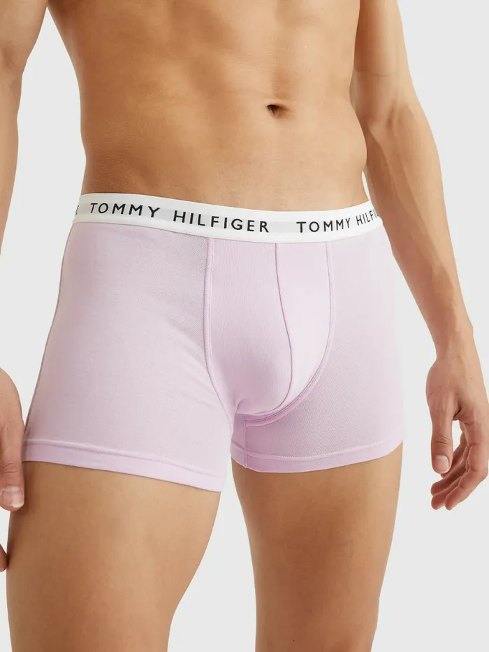 Tommy Hilfiger 3Pack Logo Waistband Trunks Lumi LiliacMystc YllwOpal Grn Mens Underwear Popular
