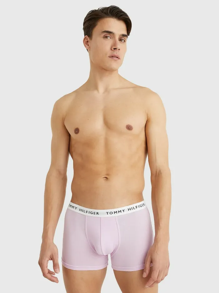 Tommy Hilfiger 3Pack Logo Waistband Trunks Lumi LiliacMystc YllwOpal Grn Mens Underwear Popular