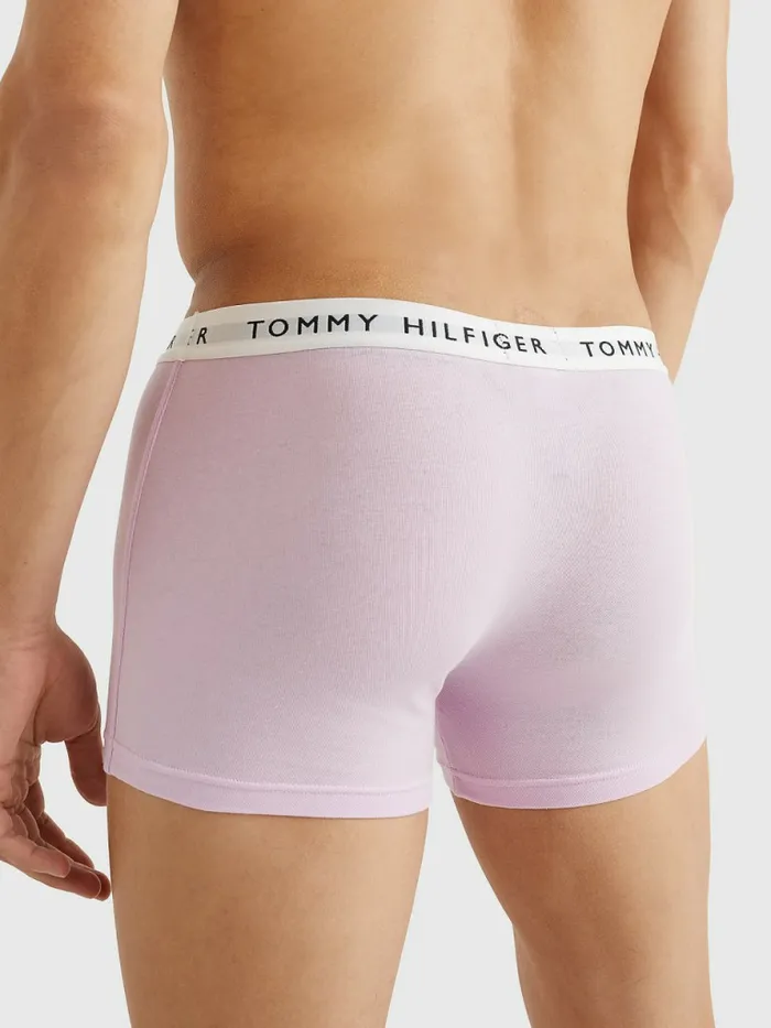 Tommy Hilfiger 3Pack Logo Waistband Trunks Lumi LiliacMystc YllwOpal Grn Mens Underwear Popular