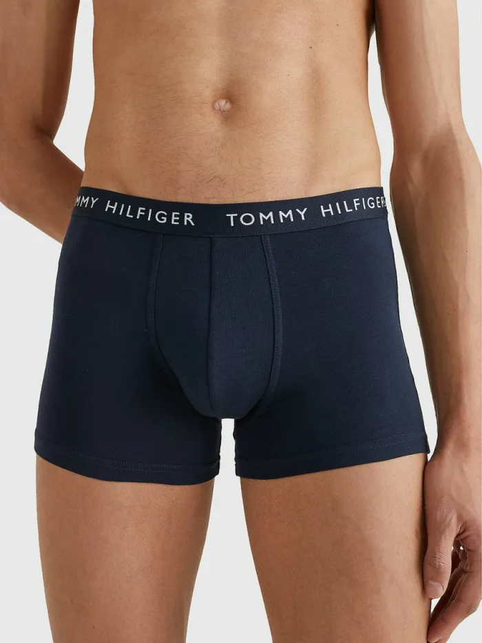 Tommy Hilfiger 3Pack Logo Waistband Trunks SublunarArmy GreenDesert Sky Mens Underwear Cheap On Sale