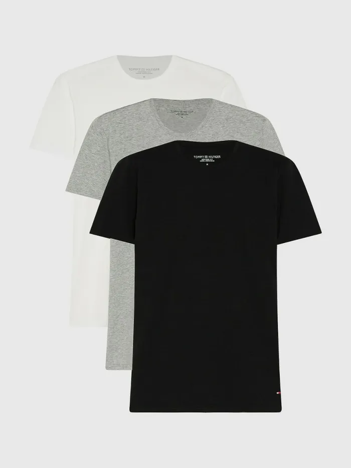 Tommy Hilfiger 3Pack Premium Essential Crew Neck TShirts BlackGrey Heather Bc05White Mens Essentials Popular