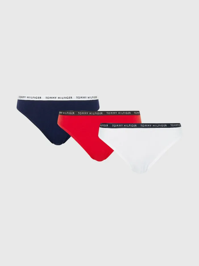 Tommy Hilfiger 3Pack Recycled Cotton Briefs Desert SkyWhitePrimary Red Womens Essentials Tommy Hilfiger 3Pack Recycled Cotton Briefs Desert SkyWhitePrimary Red Womens Essentials