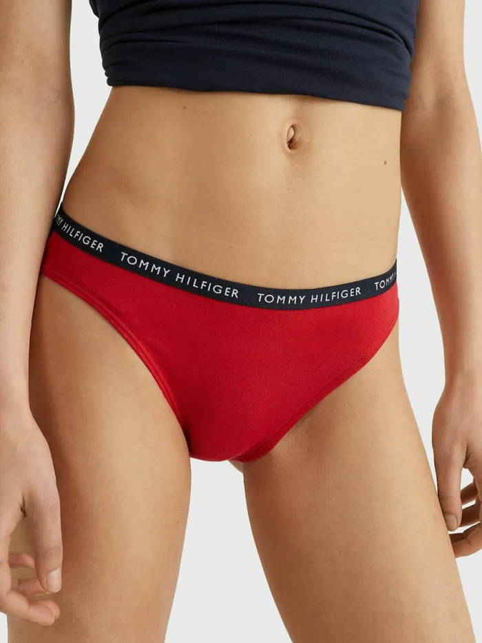 Tommy Hilfiger 3Pack Recycled Cotton Briefs Desert SkyWhitePrimary Red Womens Essentials
