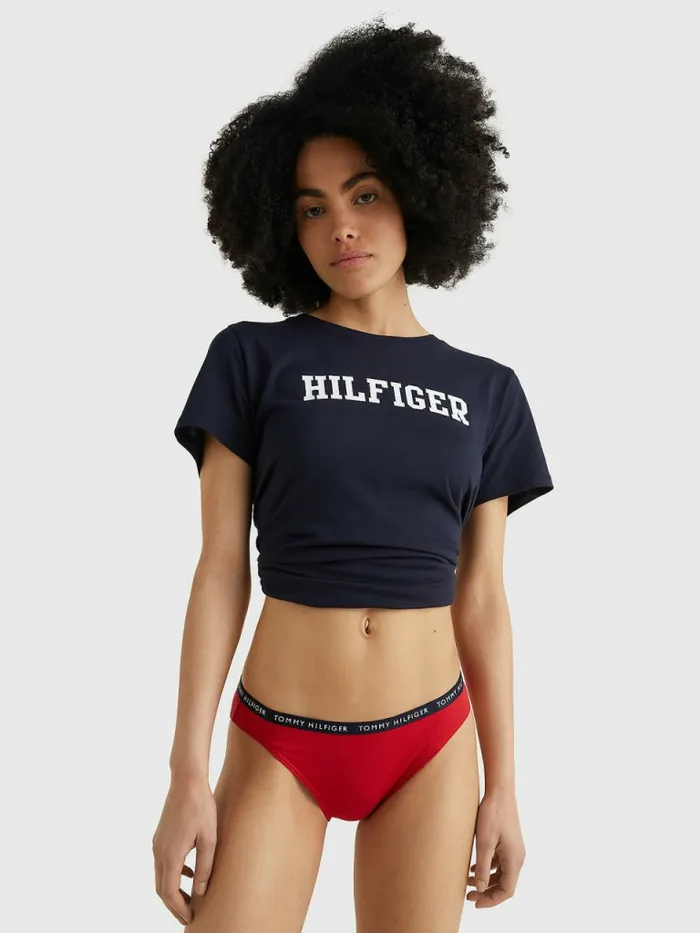 Tommy Hilfiger 3Pack Recycled Cotton Briefs Desert SkyWhitePrimary Red Womens Essentials