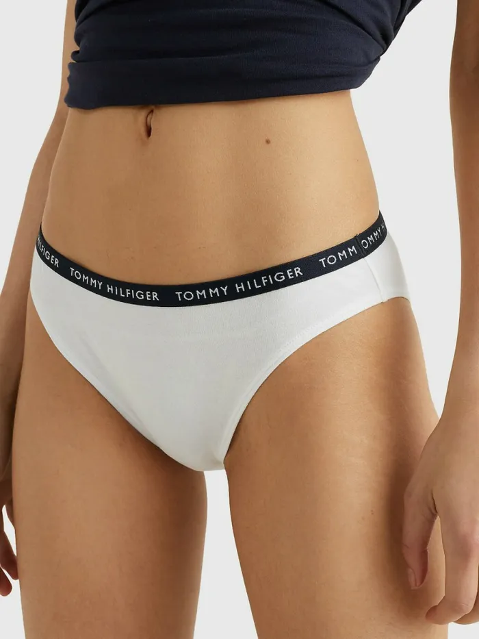 Tommy Hilfiger 3Pack Recycled Cotton Briefs Desert SkyWhitePrimary Red Womens Essentials