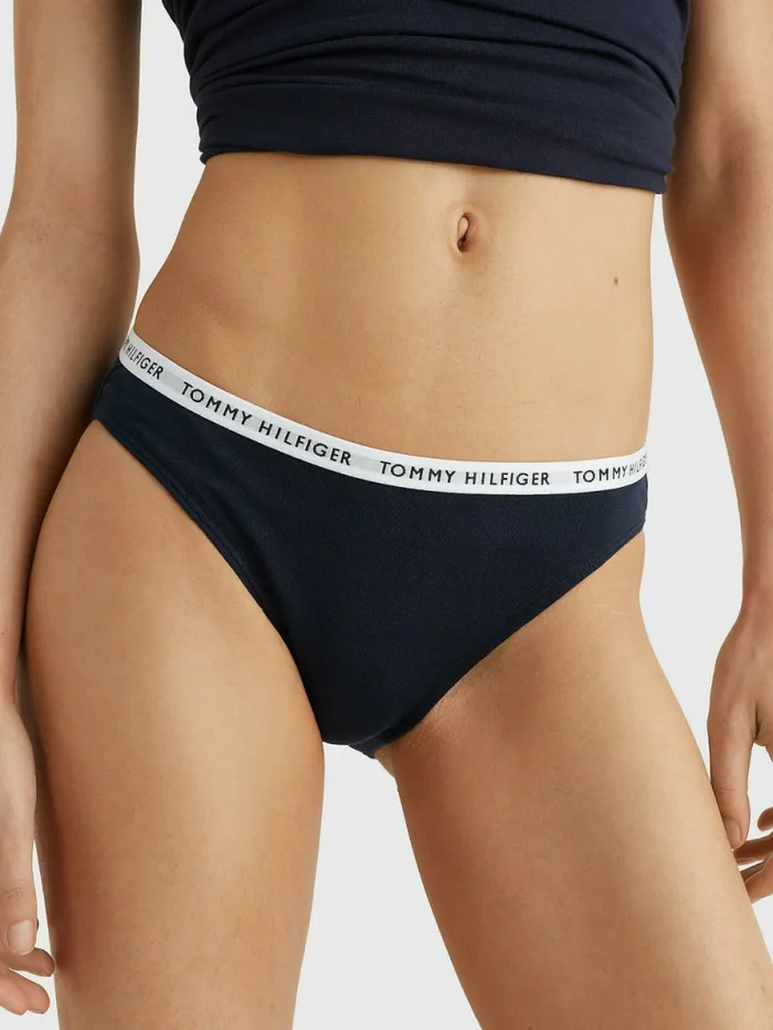 Tommy Hilfiger 3Pack Recycled Cotton Briefs Desert SkyWhitePrimary Red Womens Essentials