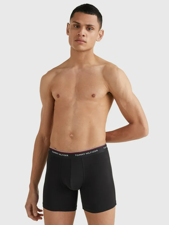 Tommy Hilfiger 3Pack Stretch Cotton Boxer Shorts BlackBlackBlack Mens Essentials Fashion