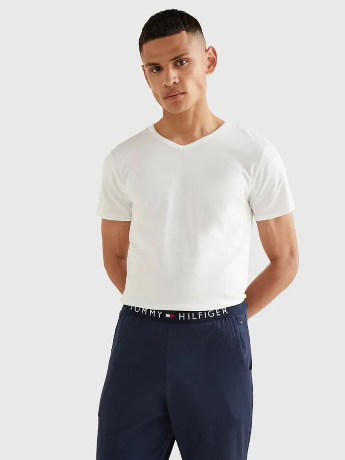Tommy Hilfiger 3 Pack VNeck Cotton TShirts White Mens Loungewear and Nightwear On Sale Tommy Hilfiger 3 Pack VNeck Cotton TShirts White Mens Loungewear and Nightwear On Sale