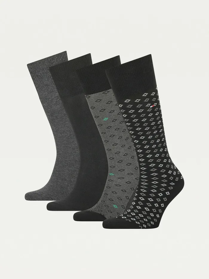 Tommy Hilfiger 4Pack Gift Box KneeHigh Socks Black Mens Socks Fashion