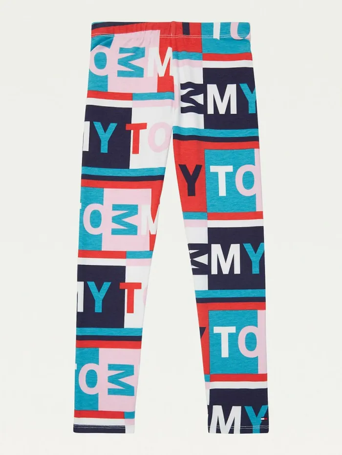Tommy Hilfiger Adaptive AllOver Logo Print Leggings Classic White Multi Girls Trousers Shorts and Skirts Gift 4 You Tommy Hilfiger Adaptive AllOver Logo Print Leggings Classic White Multi Girls Trousers Shorts and Skirts Gift 4 You