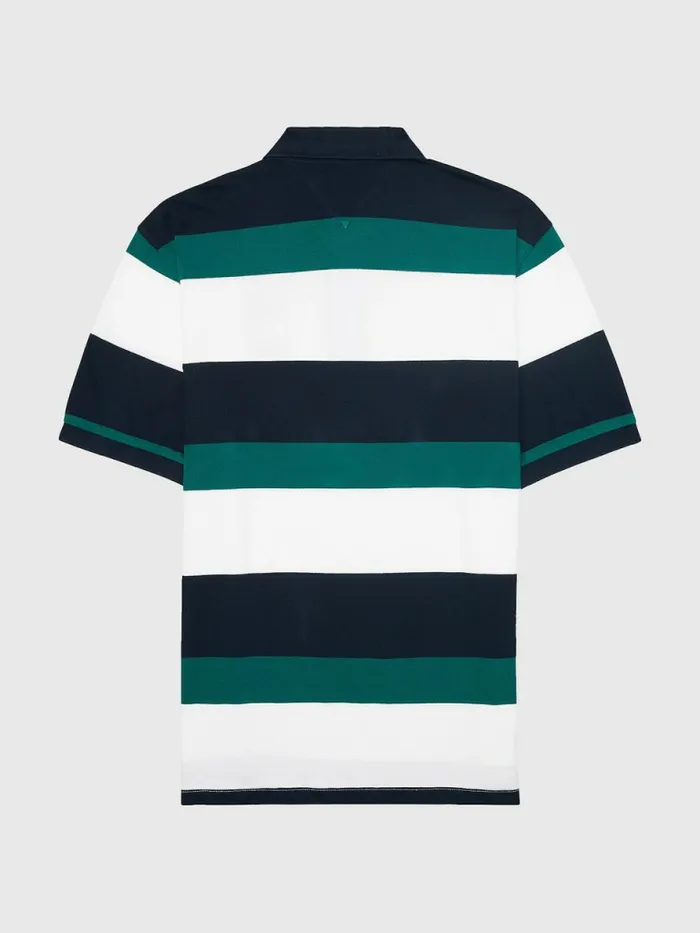 Tommy Hilfiger Adaptive Block Stripe Regular Polo Green Room Mens Polo Shirts Gift 4 You