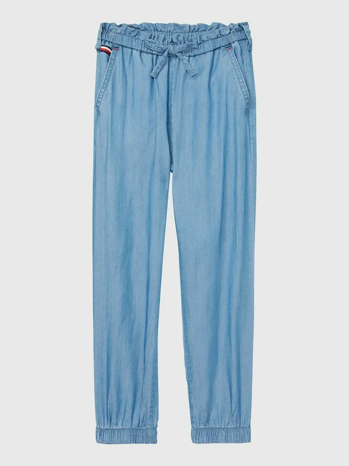 Tommy Hilfiger Adaptive Chambray Joggers Light Wash Girls Trousers Shorts and Skirts Sale Tommy Hilfiger Adaptive Chambray Joggers Light Wash Girls Trousers Shorts and Skirts Sale