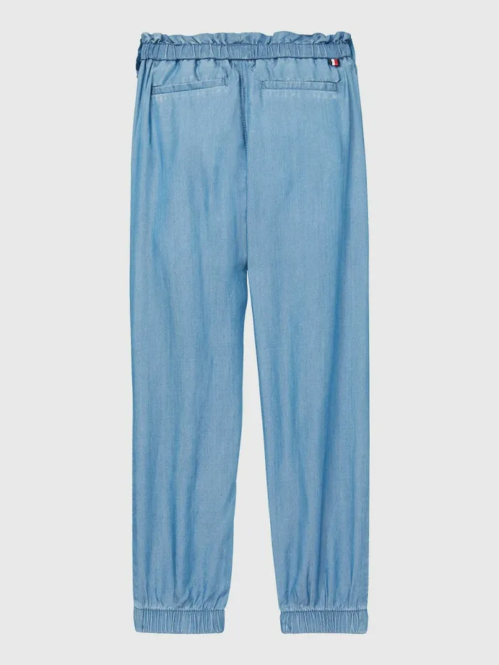 Tommy Hilfiger Adaptive Chambray Joggers Light Wash Girls Trousers Shorts and Skirts Sale