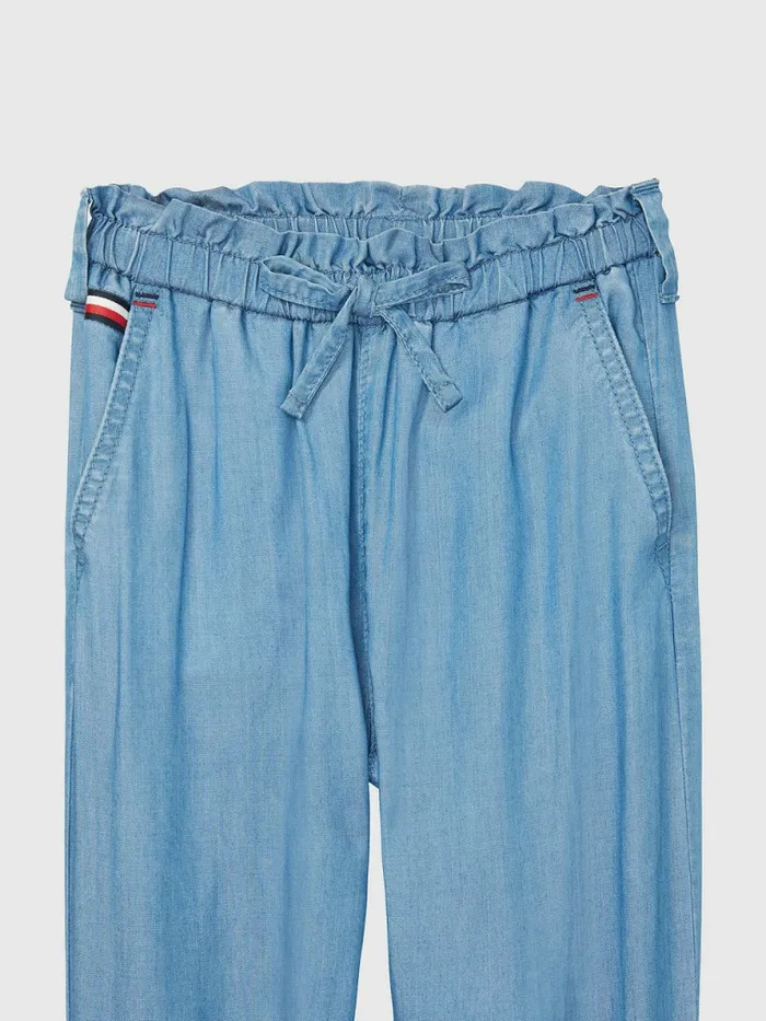 Tommy Hilfiger Adaptive Chambray Joggers Light Wash Girls Trousers Shorts and Skirts Sale