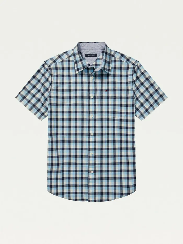 Tommy Hilfiger Adaptive Check Stretch Custom Fit Shirt Hydrangea Blue Mens Shirts Casaul Tommy Hilfiger Adaptive Check Stretch Custom Fit Shirt Hydrangea Blue Mens Shirts Casaul